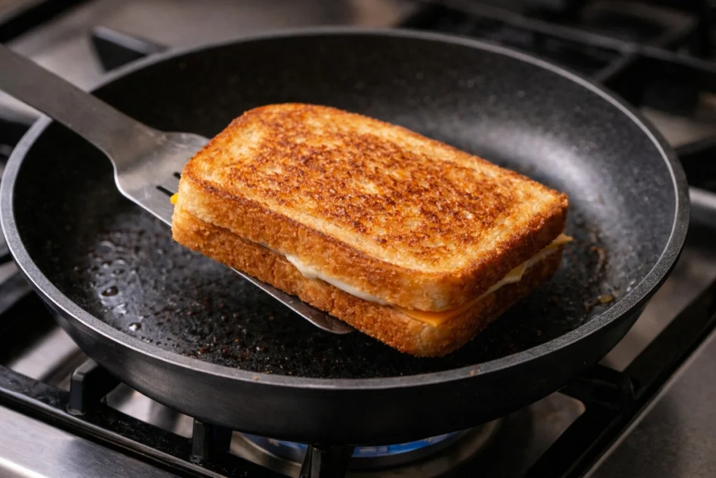 grilled cheese step 4 browning check
